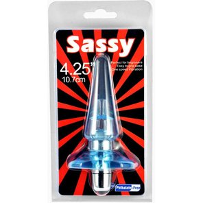  Голубая анальная вибровтулка Sassy 10,7 см 