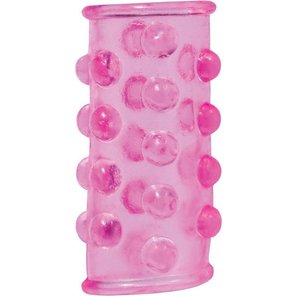  Розовая насадка на пенис с шишечками BASICX TPR SLEEVE PINK 