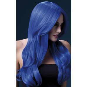  Синий парик с длинной челкой Khloe 