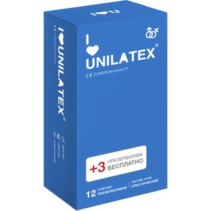  Классические презервативы Unilatex Natural Plain 12 шт. 3 шт. в подарок 
