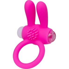  Розовое эрекционное виброкольцо A-toys с ушками 