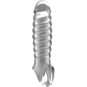  Прозрачная ребристая насадка Stretchy Penis Extension No.32 