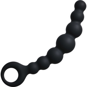  Чёрная упругая анальная цепочка Flexible Wand 18 см 