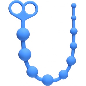  Голубая анальная цепочка Orgasm Beads 33,5 см 