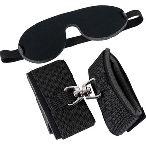  Набор БДСМ: наручники и маска на глаза чёрного цвета 