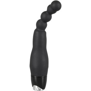  Чёрный анальный вибратор Vibrator with small balls 22 см 