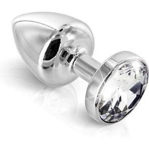  Серебристая пробка ANNI round silver plated T3 с прозрачным кристаллом 9 см 