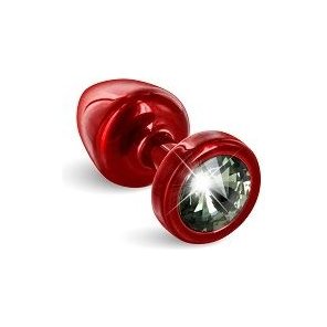  Красная анальная пробка с чёрным кристаллом ANNI round Red T1 Black Diamond 6 см 