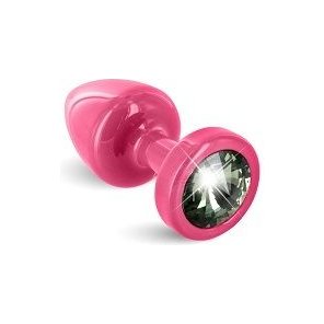 Розовая пробка с чёрным кристаллом ANNI round Pink T1 Black Diamond 6 см 