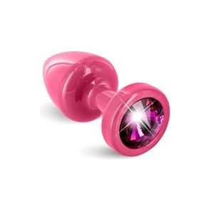  Розовая пробка с малиновым кристаллом ANNI round Pink T1 Fuschia 6 см 