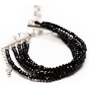  Чёрно-серебристые наручники-браслеты из агата Tenero Amore 