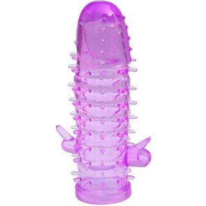  Фиолетовая насадка на пенис Clitor Lover с клиторальным отростком 