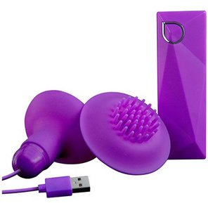  Фиолетовые вибростимуляторы с щёточками для стимуляции клитора и сосков 