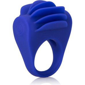  Синее эрекционное кольцо с рёбрышками и вибрацией Silicone Fluttering Enhancer 
