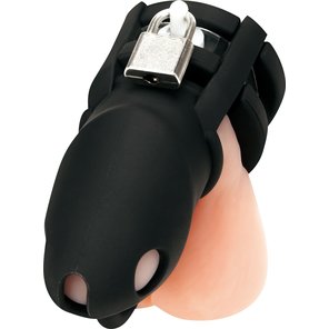  Черная клетка для пениса Silicone Small 2 in Cock Cage With Ball Divider 