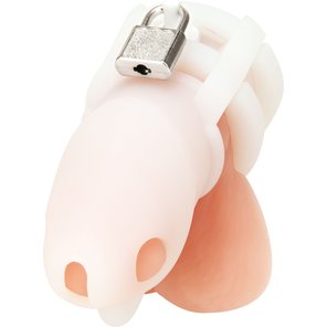  Белая клетка для пениса Silicone Small 2 in Cock Cage With Ball Divider 