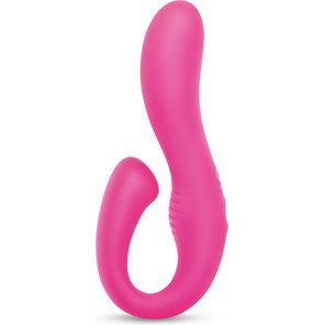  Розовый вибромассажер с клиторальным отростком Harmony Vibe 16,8 см 