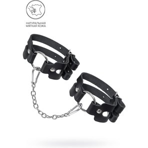  Черные кожаные оковы из двух ремешков 