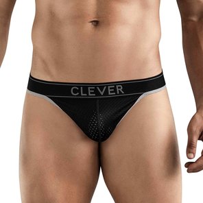  Черные перфорированные трусы-тонги Clever Ambar Thong 