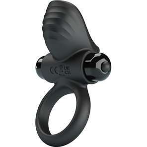  Черное эрекционное кольцо с вибрацией Adrien 