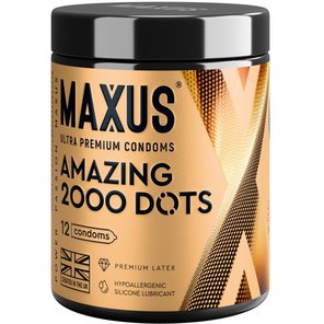  Точечные презервативы MAXUS 2000 Amazing Dots с железным кейсом 12 шт 