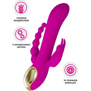  Лиловый тройной вибратор Trinny 21,5 см 