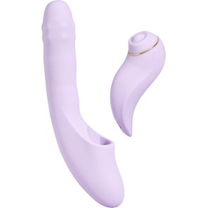  Сиреневый вибромассажер со съёмным клиторальным пульсатором DuoGlow 