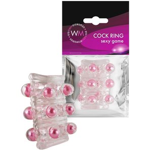  Прозрачная сквозная насадка на пенис с цветными шариками 