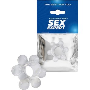  Прозрачное эрекционное кольцо с 6 стимулирующими шариками 