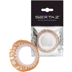  Эрекционное кольцо с бежевыми «ресничками» 