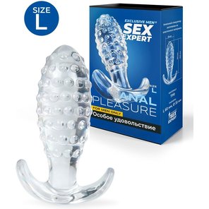  Прозрачная анальная пробка с шишечками 10 см 