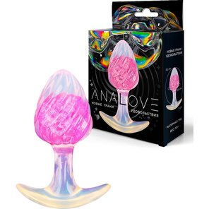  Розоватая анальная пробка со спиралевидным рельефом 9 см 