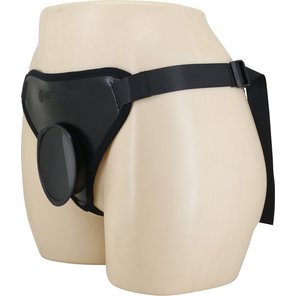  Черные трусики харнесс с платформой Caludio I 