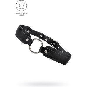  Черный кожаный чокер-ошейник со скруглёнными углами 