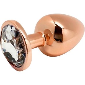  Золотистая анальная втулка Wooomy Tralalo L с прозрачным кристаллом 9 см 