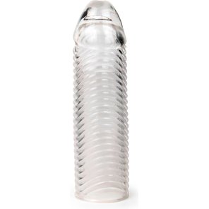  Прозрачная закрытая насадка на пенис с ребрышками 16 см 