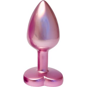  Розовая анальная пробка с кристаллом-сердцем Pearl Pink Plug Small 