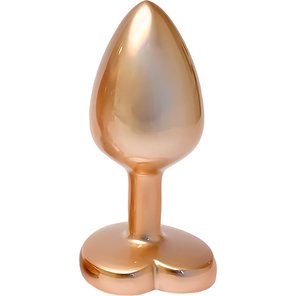  Золотистая анальная пробка с прозрачным кристаллом-сердцем Pearl Gold Plug Small 