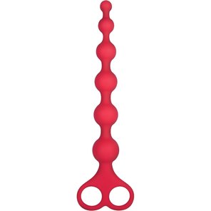  Красная анальная цепочка Ribbed Silicone Anal Beads 26 см 