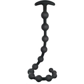  Черная анальная цепочка Ribbed Silicone Anal Beads 48,3 см 