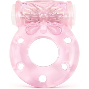  Розовое эрекционное виброкольцо с бабочкой 