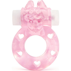  Розовое эрекционное виброкольцо в форме зайчика 