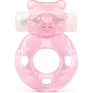  Розовое эрекционное виброкольцо в форме мишки 