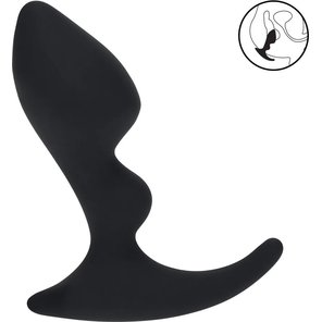  Черная анальная пробка для массажа простаты Double Ripple Silicone Prostate Massager 