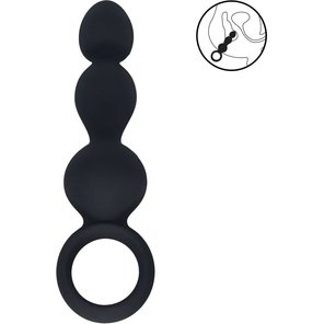  Черная анальная елочка Beaded Silicone Anal Probe with Loop 