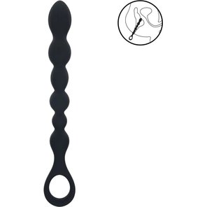  Черная силиконовая цепочка Beaded Snake Silicone Anal Probe with Loop 26 см 
