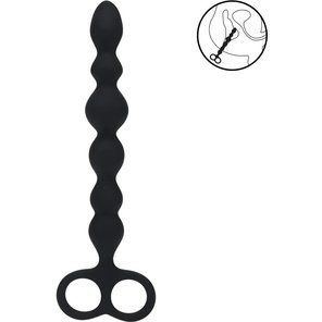  Черная анальная цепочка Beaded Silicone Anal Probe with Double Loop 24 см 