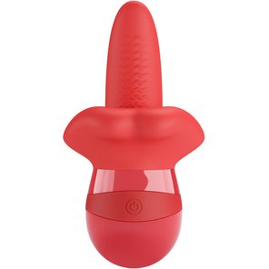  Красный вибратор с подвижным язычком Obelia 