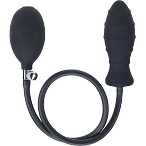  Черная анальная втулка с функцией расширения Ribbed Inflatable Silicone Anal Plug 