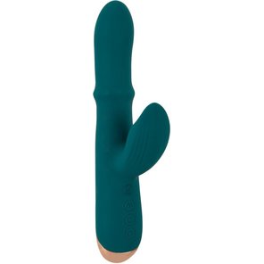  Зеленый вибратор-кролик с подвижным кольцом Thumping Rabbit Vibrator 22,7 см 